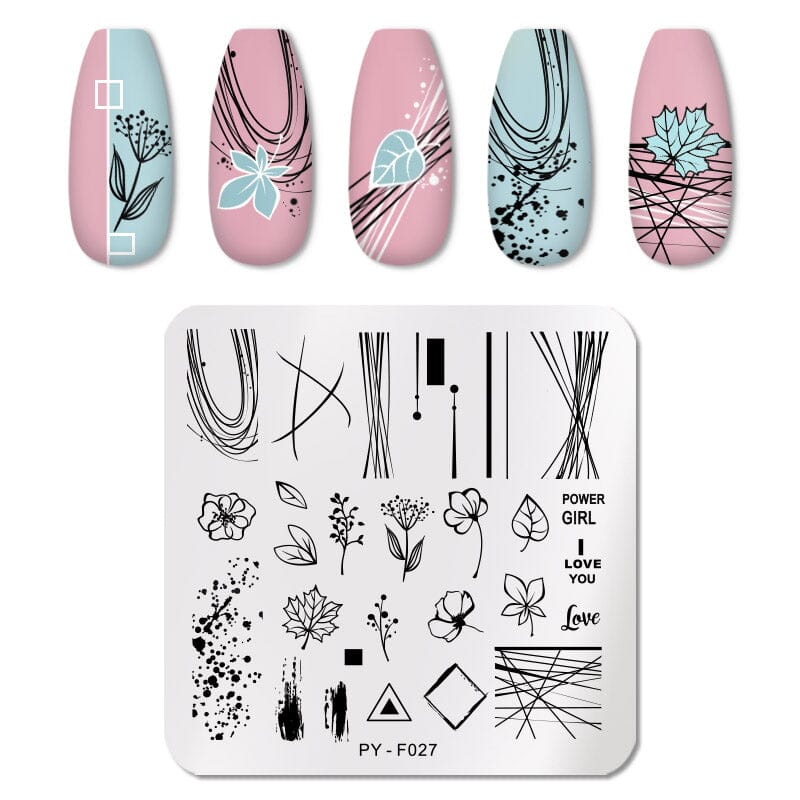 Square Round Nail Stamping Plates Stamping Nail BORN PRETTY F027 