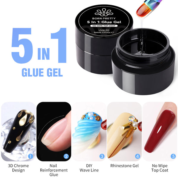 5 in 1 Glue Gel Clear 5ml Gel Nail Polish BORN PRETTY 