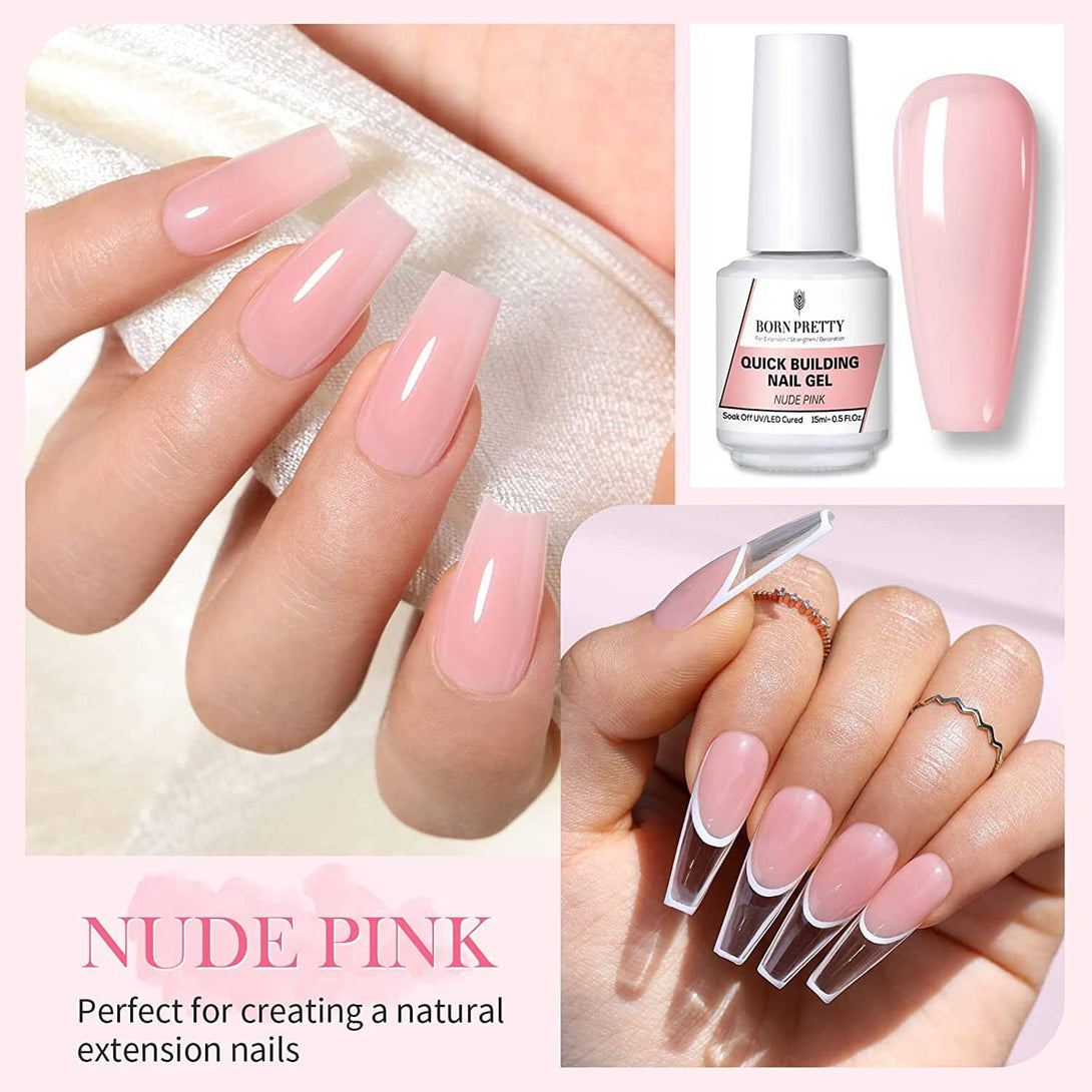 [US ONLY] Nude Pink Quick Building Nail Gel Kit Kits & Bundles BORN PRETTY 