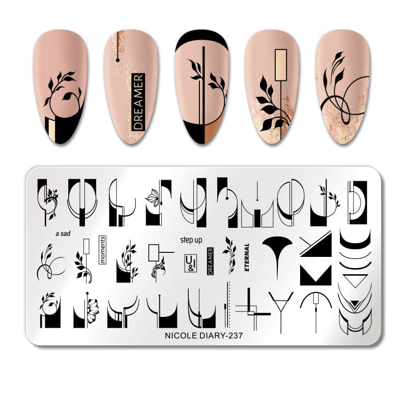 Rectangle Nail Stamping Plate 237 Stamping Nail BORN PRETTY 