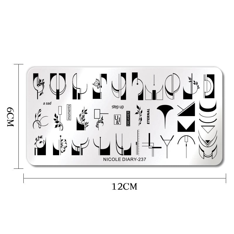 Rectangle Nail Stamping Plate 237 Stamping Nail BORN PRETTY 