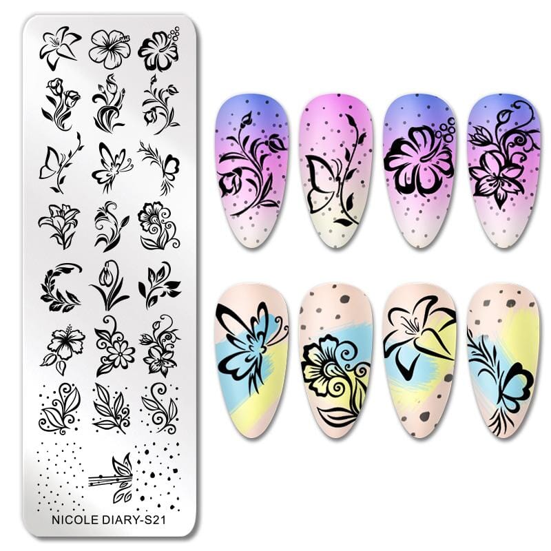 Rectangle Nail Stamping Plates Stamping Nail BORN PRETTY S21 