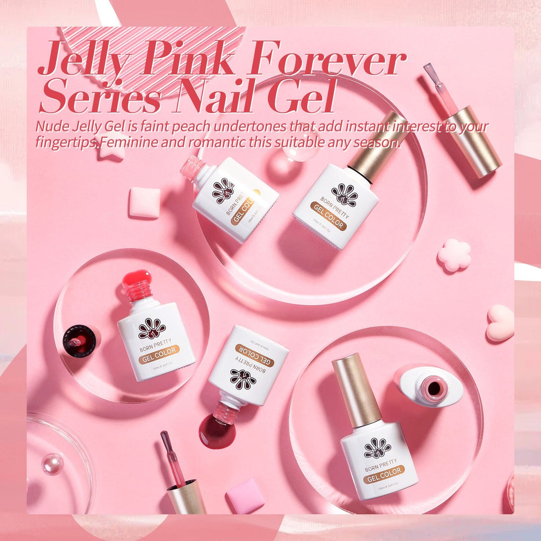 6 Colors Jelly Gel Set Jelly Pink Forever 7ml Gel Nail Polish BORN PRETTY 