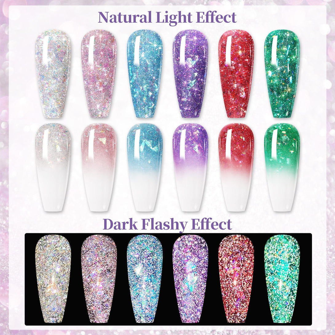 6 Colors Reflective Sequins Gel 5g Gel Nail Polish BORN PRETTY 