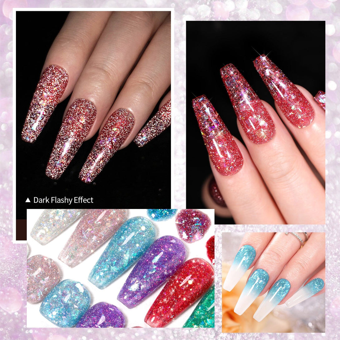 6 Colors Reflective Sequins Gel 5g Gel Nail Polish BORN PRETTY 