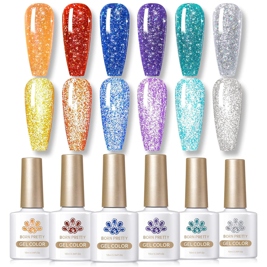 6 Colors Colorful Reflective Gel 10ml Gel Nail Polish BORN PRETTY 