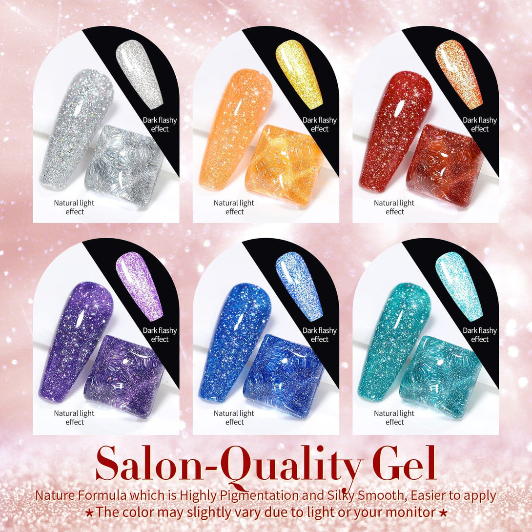 6 Colors Colorful Reflective Gel 10ml Gel Nail Polish BORN PRETTY 