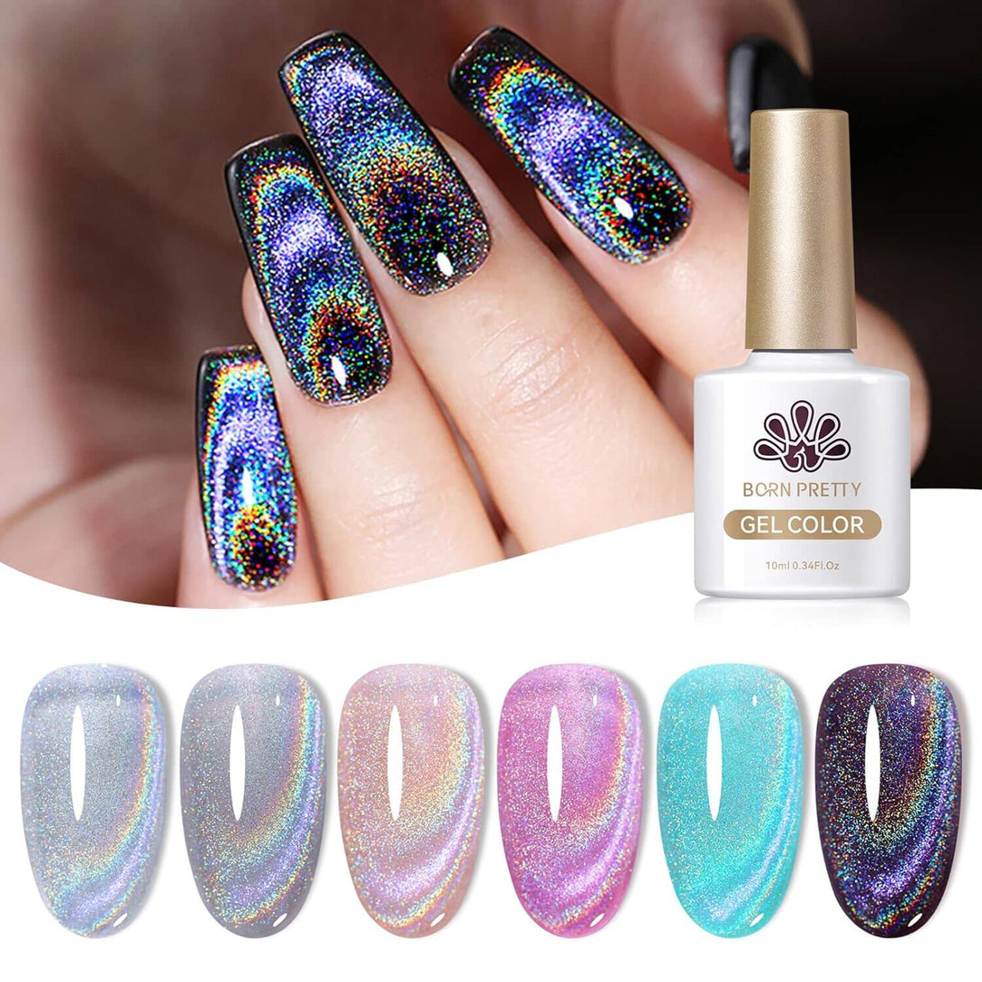 [US ONLY] 6 Colors Jelly Pink Snowlight Magnetic Gel Set Gel Nail Polish BORN PRETTY Holo Magnetic Gel 