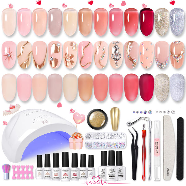 12 Colors All in One Starter Kit 48W US Type Plug Jelly Gel Polish 6ml