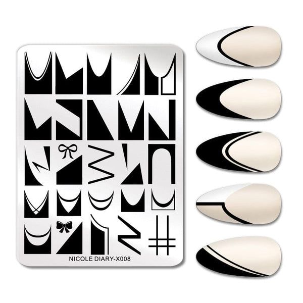 French Design Nail Stamping Plate NICOLE DIARY-X008 Stamping Nail BORN PRETTY 