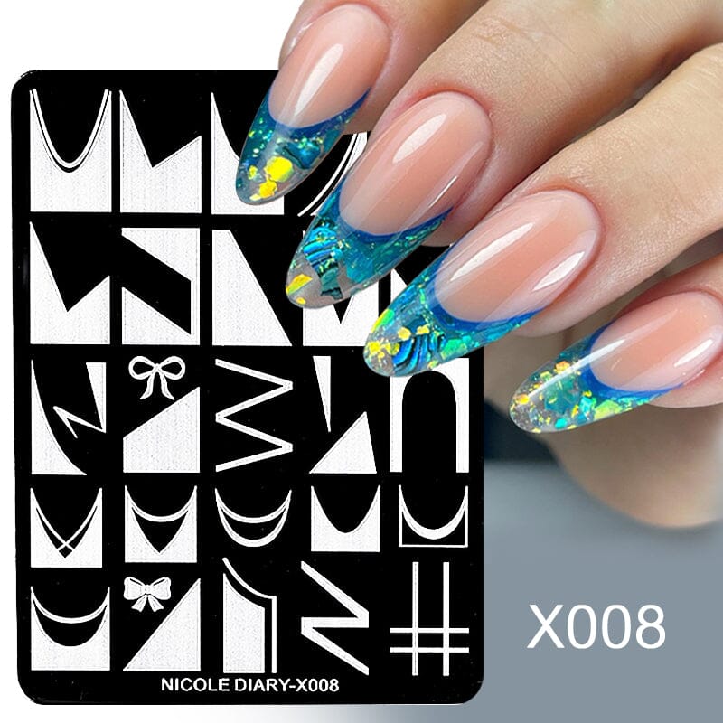 French Design Nail Stamping Plate NICOLE DIARY-X008 Stamping Nail BORN PRETTY 