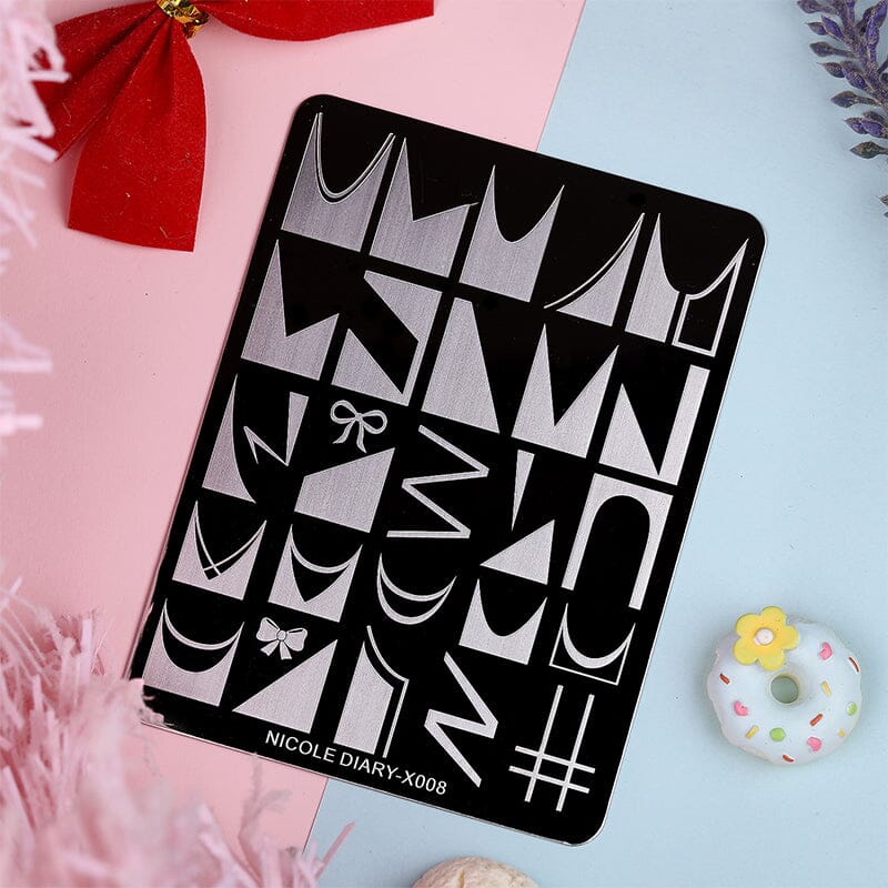 French Design Nail Stamping Plate NICOLE DIARY-X008 Stamping Nail BORN PRETTY 