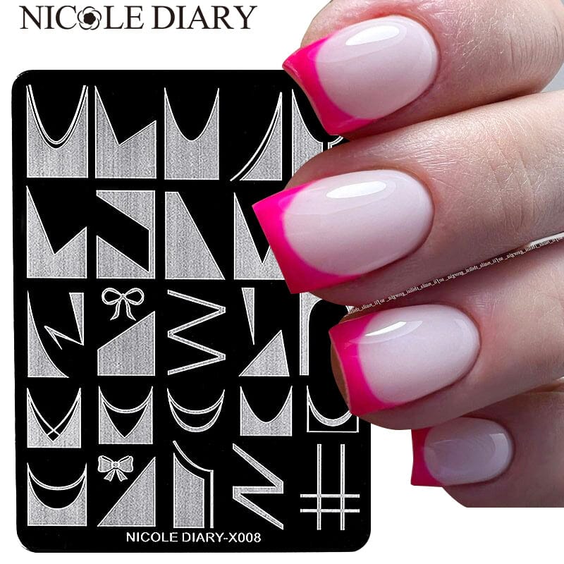 French Design Nail Stamping Plate NICOLE DIARY-X008 Stamping Nail BORN PRETTY 