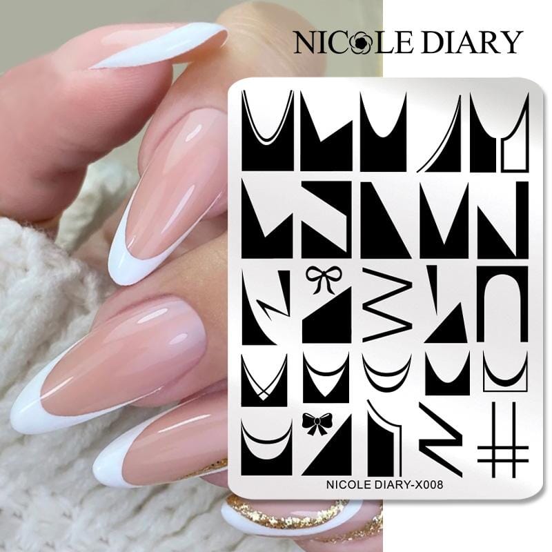 French Design Nail Stamping Plate NICOLE DIARY-X008 Stamping Nail BORN PRETTY 