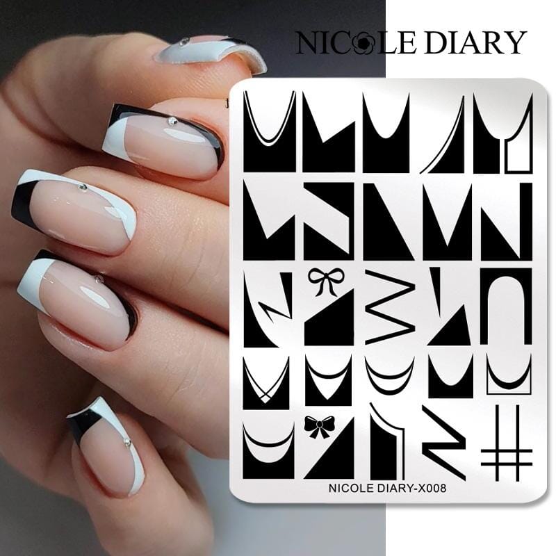 French Design Nail Stamping Plate NICOLE DIARY-X008 Stamping Nail BORN PRETTY 