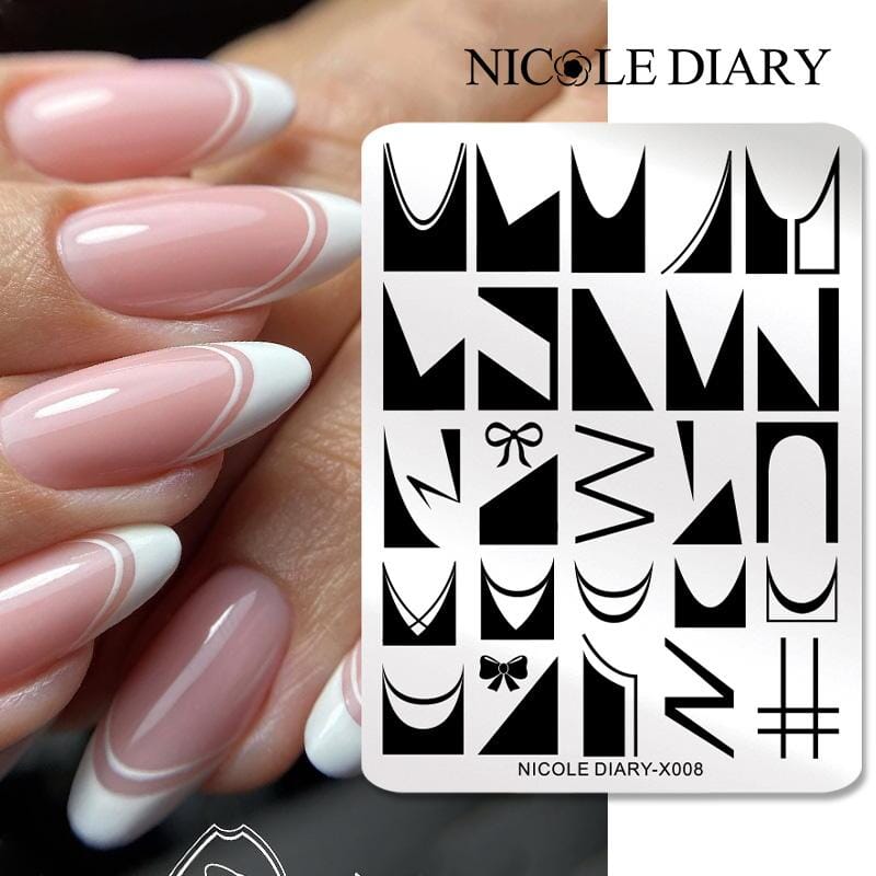 French Design Nail Stamping Plate NICOLE DIARY-X008 Stamping Nail BORN PRETTY 