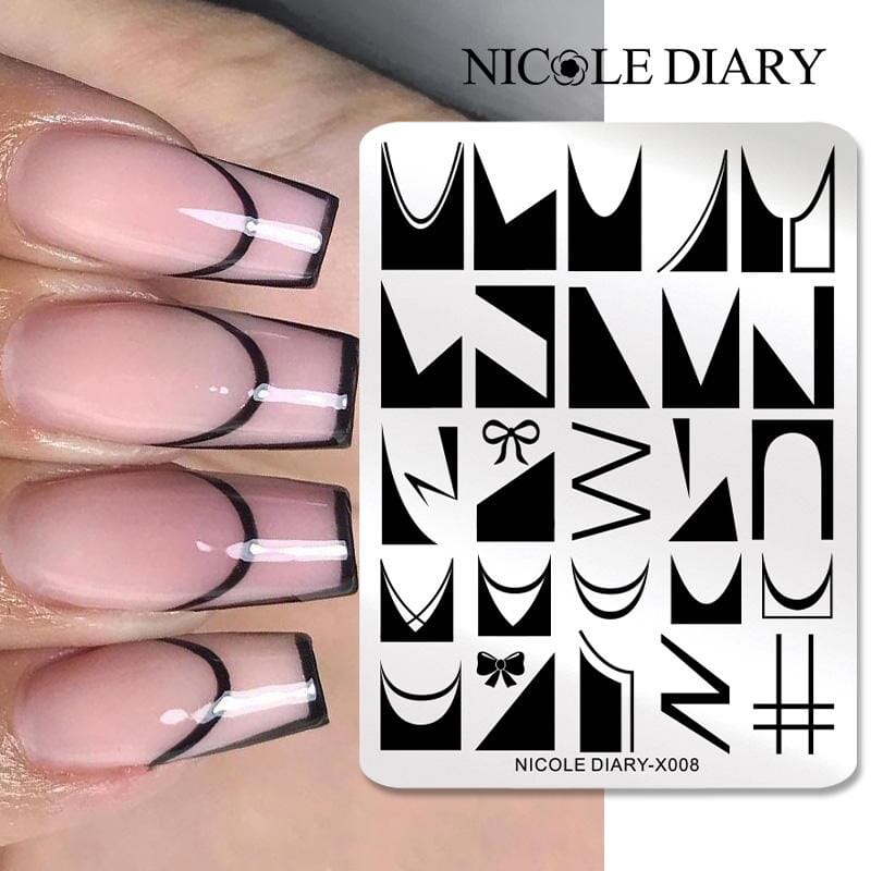 French Design Nail Stamping Plate NICOLE DIARY-X008 Stamping Nail BORN PRETTY 