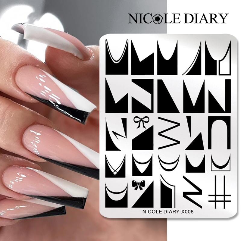 French Design Nail Stamping Plate NICOLE DIARY-X008 Stamping Nail BORN PRETTY 