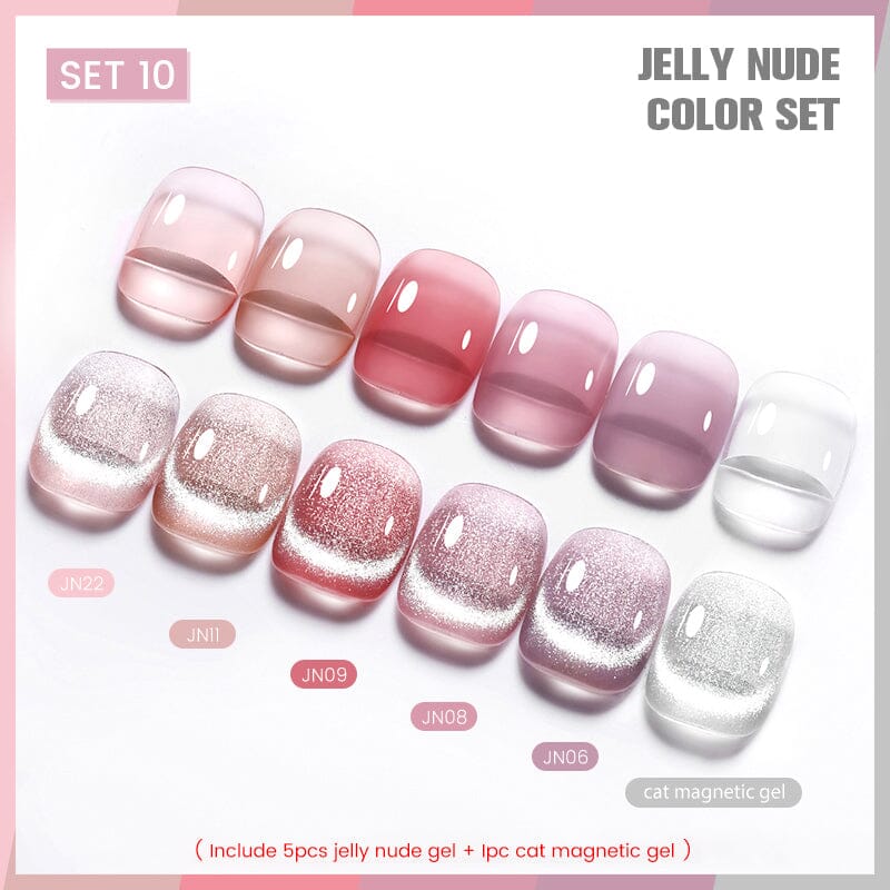 6 Colors Jelly Nude & Cat Magnetic Gel Polish Set 10 10ml Gel Nail Polish BORN PRETTY 