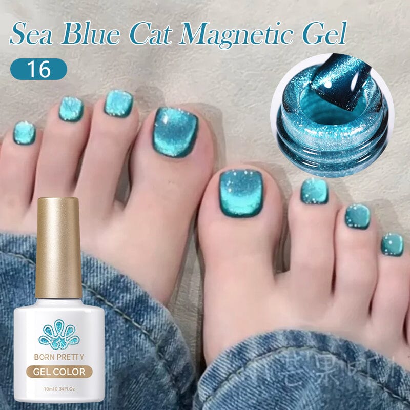 Sea Blue Cat Magnetic Gel 16 10ml Gel Nail Polish BORN PRETTY 