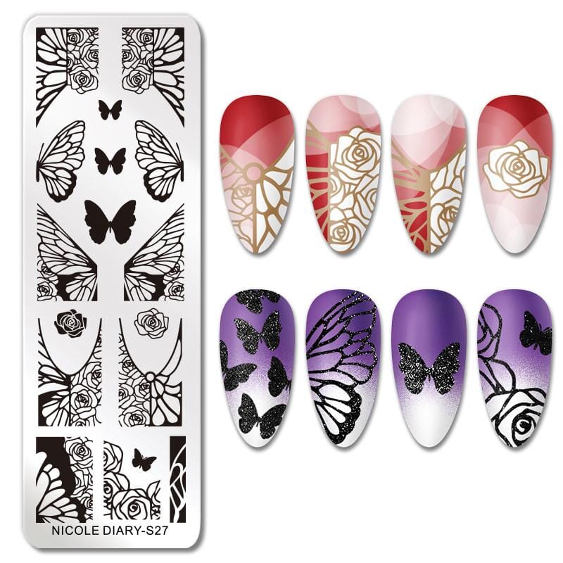 Rectangle Nail Stamping Plates Stamping Nail BORN PRETTY S27 