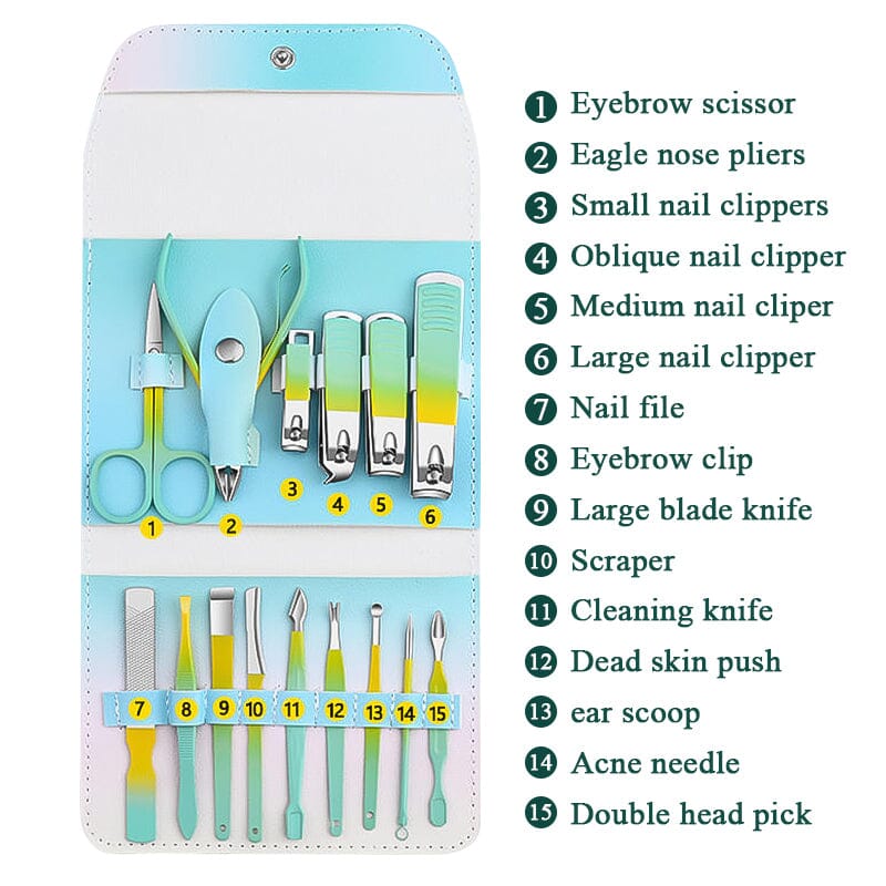 16pcs Manicure Pedicure Tools Set #11 Tools & Accessories No Brand 