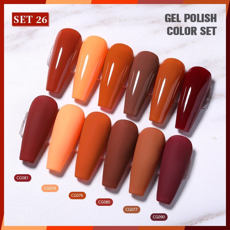 Orange Brown 6 Colors Gel Polish Set 26 10ml Kits & Bundles BORN PRETTY 