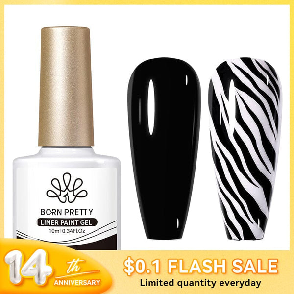 [$0.1 Flash Deal] Black Liner Paint Gel LP02 10ml Gel Nail Polish BORN PRETTY 