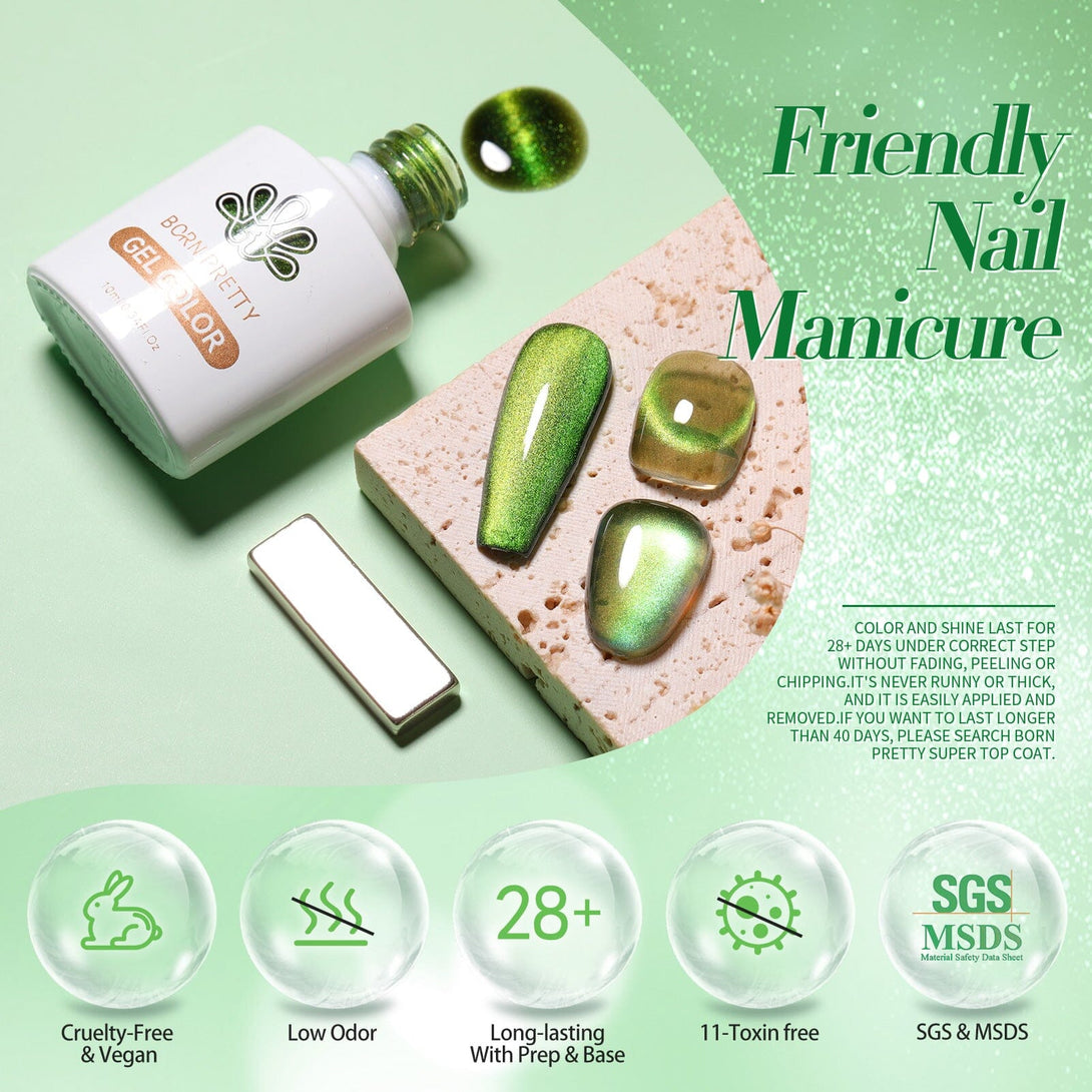 Green Glass Cat Magnetic Gel 10ml Gel Nail Polish BORN PRETTY 