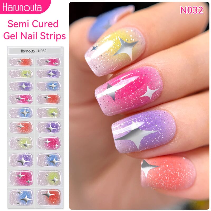 20 Tips Semi-cured Gel Nail Wraps N032 Nail Sticker BORN PRETTY 