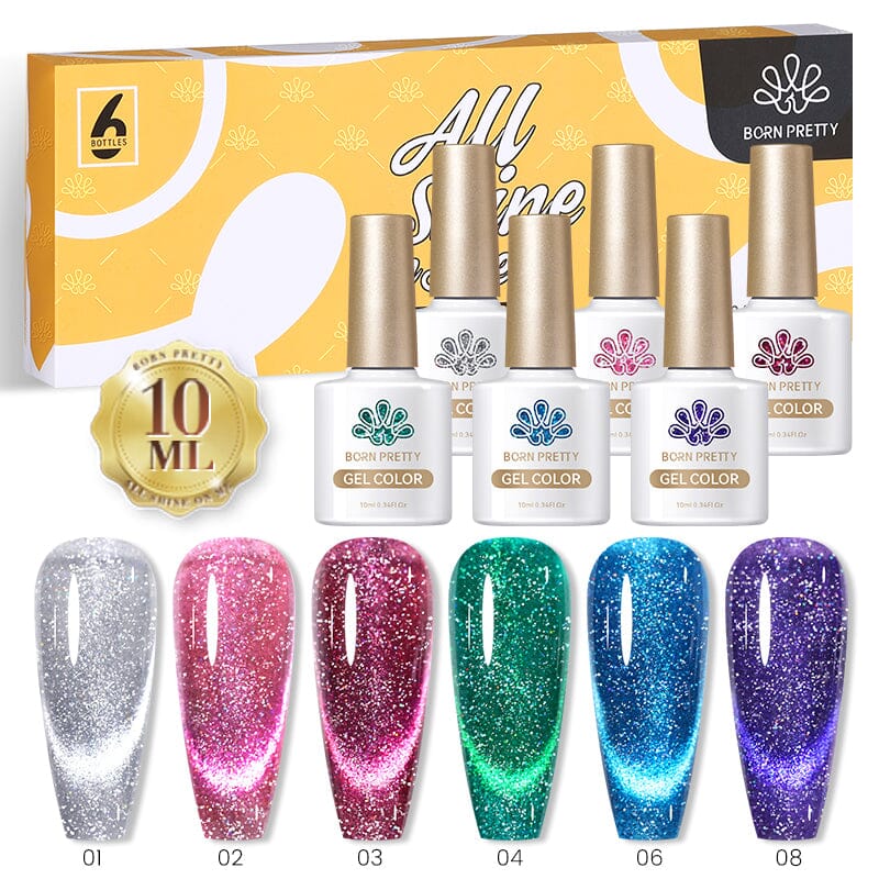 6 Colors Cat Magnetic Gel Polish Set 10ml Gel Nail Polish BORN PRETTY Reflective 