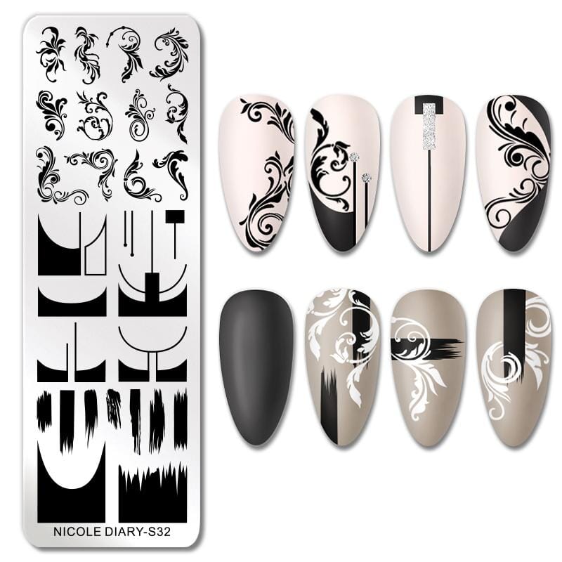 Rectangle Nail Stamping Plates Stamping Nail BORN PRETTY S32 