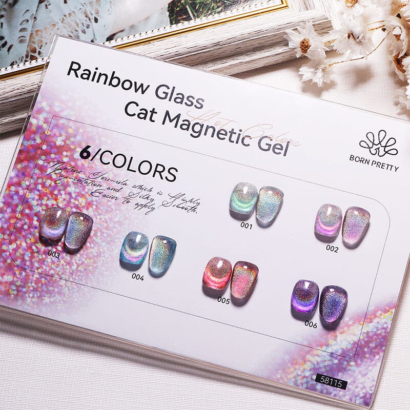 Color Chart Card Display Book for Rainbow Glass Cat Magnetic Gel (SKU:58115) Gel Nail Polish BORN PRETTY 