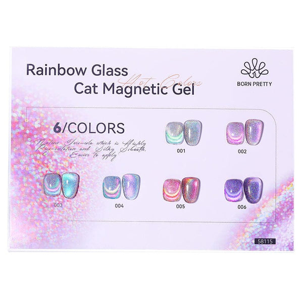 Color Chart Card Display Book for Rainbow Glass Cat Magnetic Gel (SKU:58115) Gel Nail Polish BORN PRETTY 