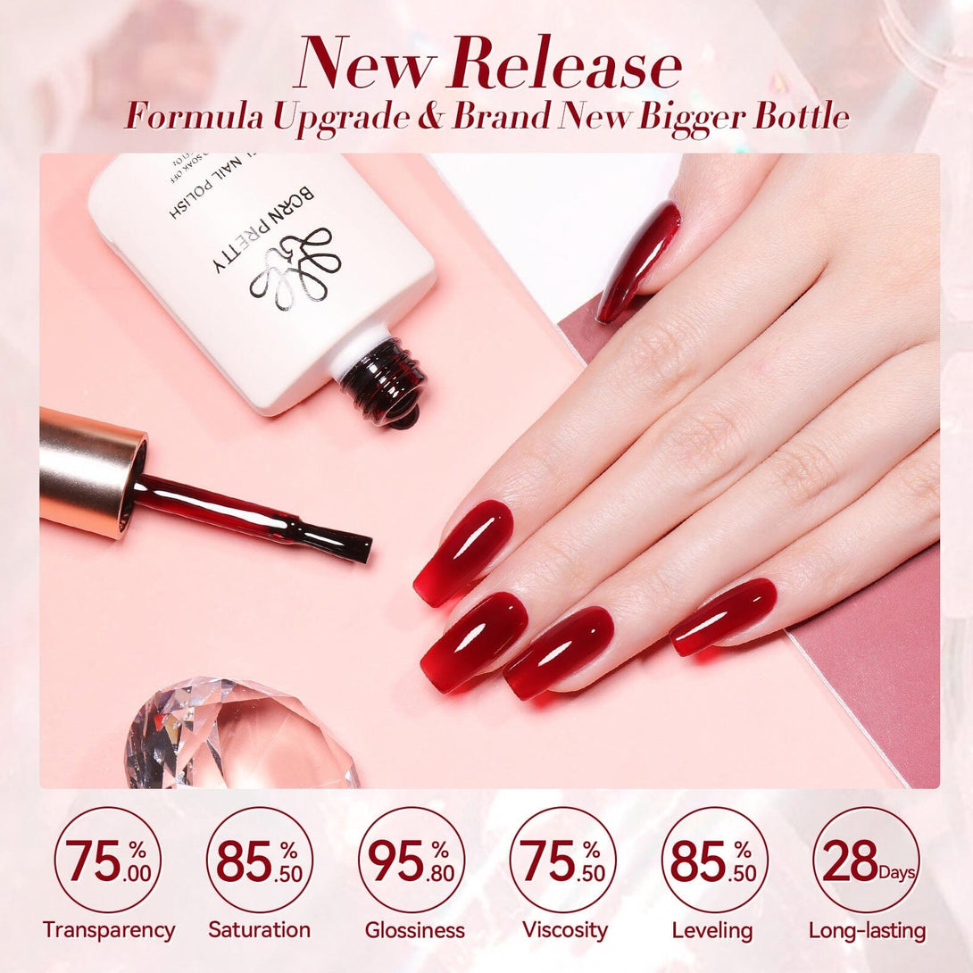 Hema-Free Red Jelly Gel #13 15ml Gel Nail Polish BORN PRETTY 