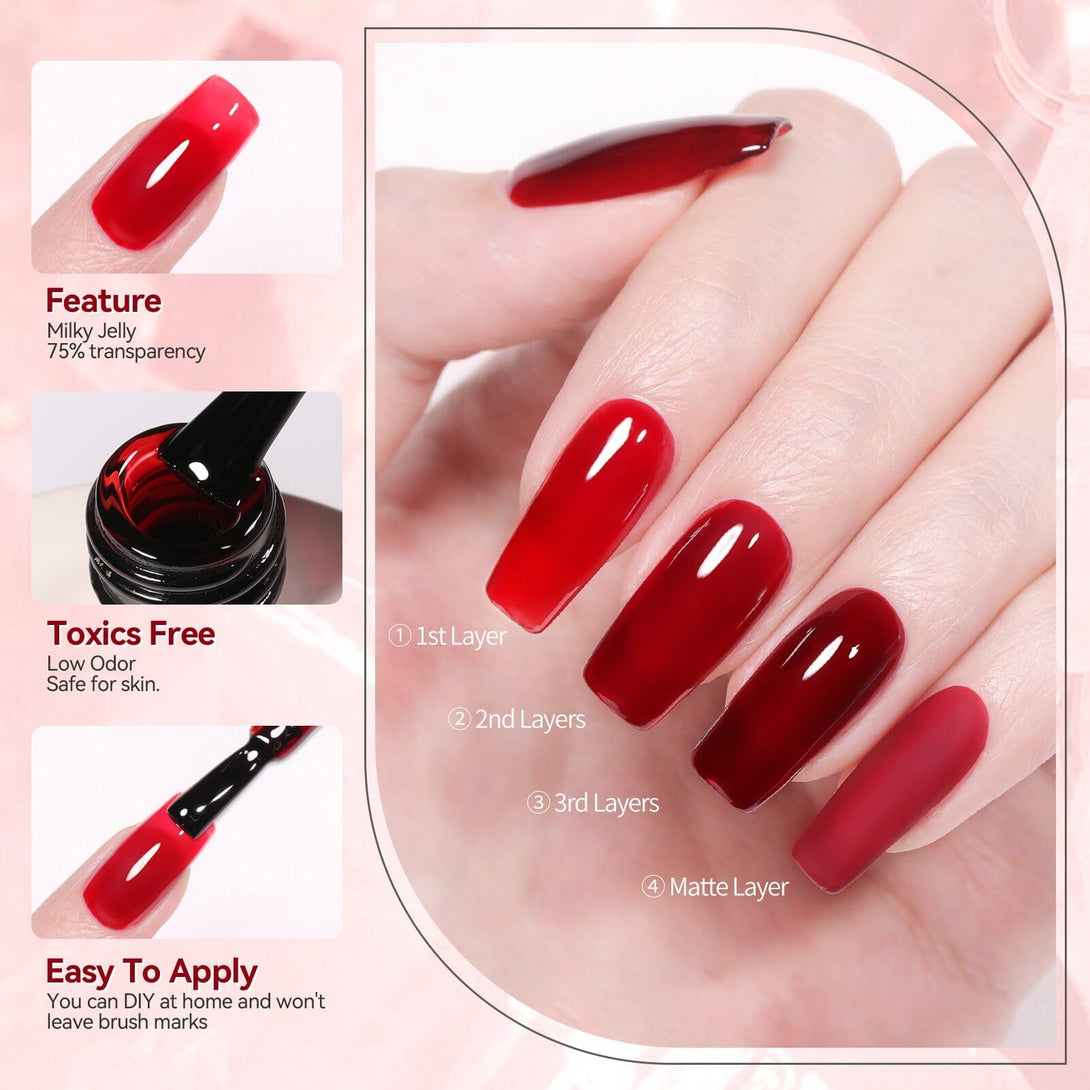 Hema-Free Red Jelly Gel #13 15ml Gel Nail Polish BORN PRETTY 