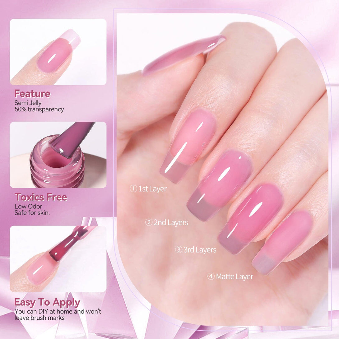 X-Jelly Gel HEMA FREE Semi Jelly Gel Pink #05 15ml Gel Nail Polish BORN PRETTY 