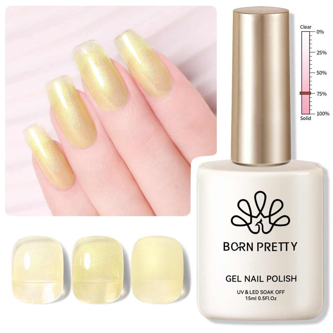 X-Jelly Gel HEMA FREE Glitter Jelly Gel Yellow Glitter #08 15ml Gel Nail Polish BORN PRETTY 