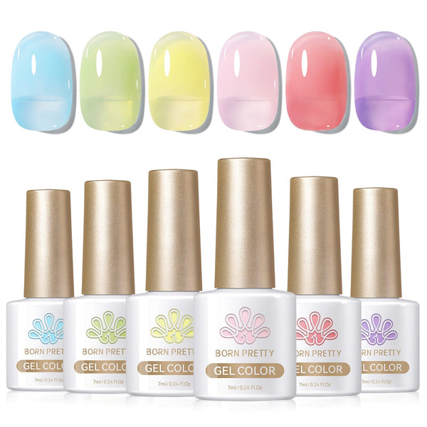 6 Colors Hey Candy Semi Jelly Gel Polish Set 7ml Gel Nail Polish BORN PRETTY 