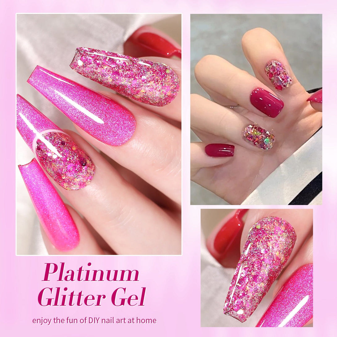 Rose Red Glitter Sequins Gel Polish 15ml Gel Nail Polish BORN PRETTY 