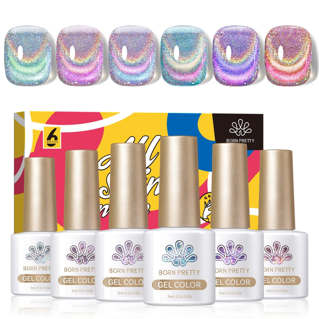 6 Colors Rainbow Glass Cat Magnetic Gel 7ml Gel Nail Polish BORN PRETTY 