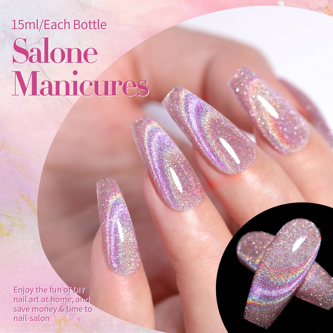 Holo Reflective Cat Magnetic Gel Pink 15ml Gel Nail Polish BORN PRETTY 