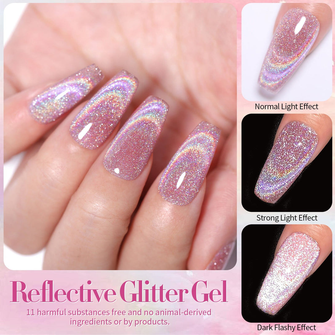 Holo Reflective Cat Magnetic Gel Pink 15ml Gel Nail Polish BORN PRETTY 