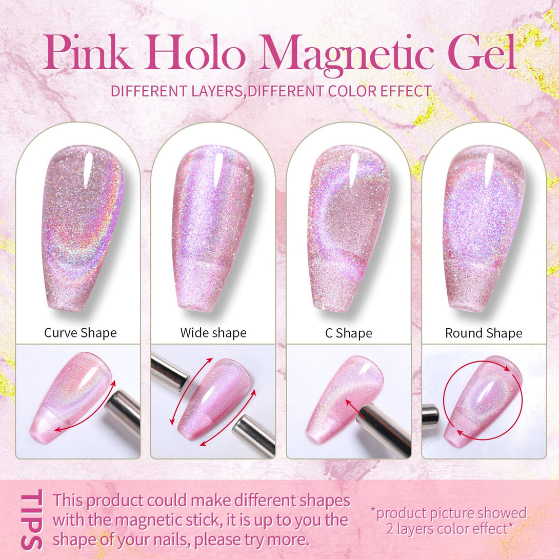 Pink Holo Reflective Cat Magnetic Gel Polish 15ml Gel Nail Polish BORN PRETTY 