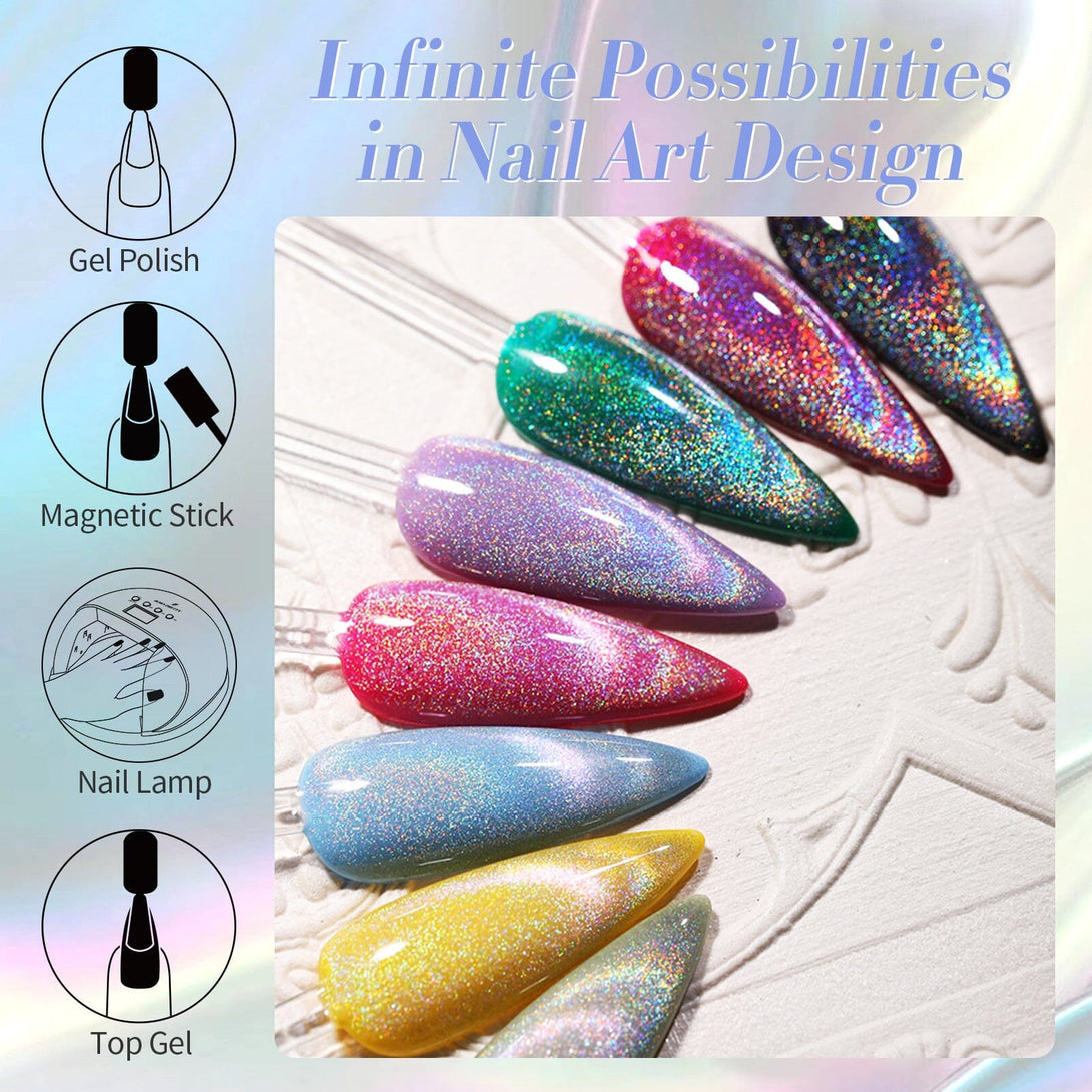 Rainbow Holo Cat Magnetic Gel Polish 15ml Gel Nail Polish BORN PRETTY 