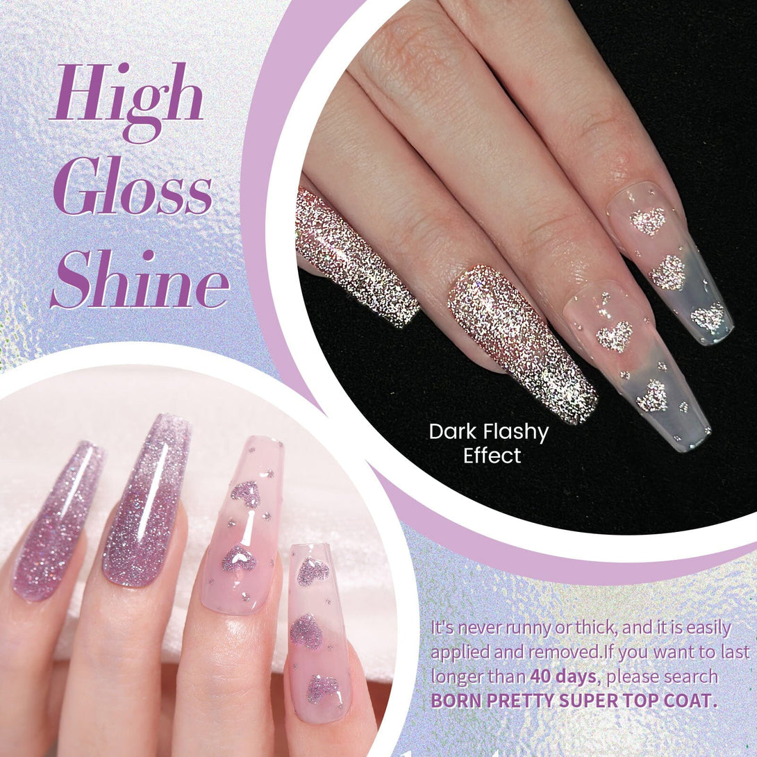 6 Colors Silver Jelly Reflective Glitter Gel Polish Set 7ml Gel Nail Polish BORN PRETTY 