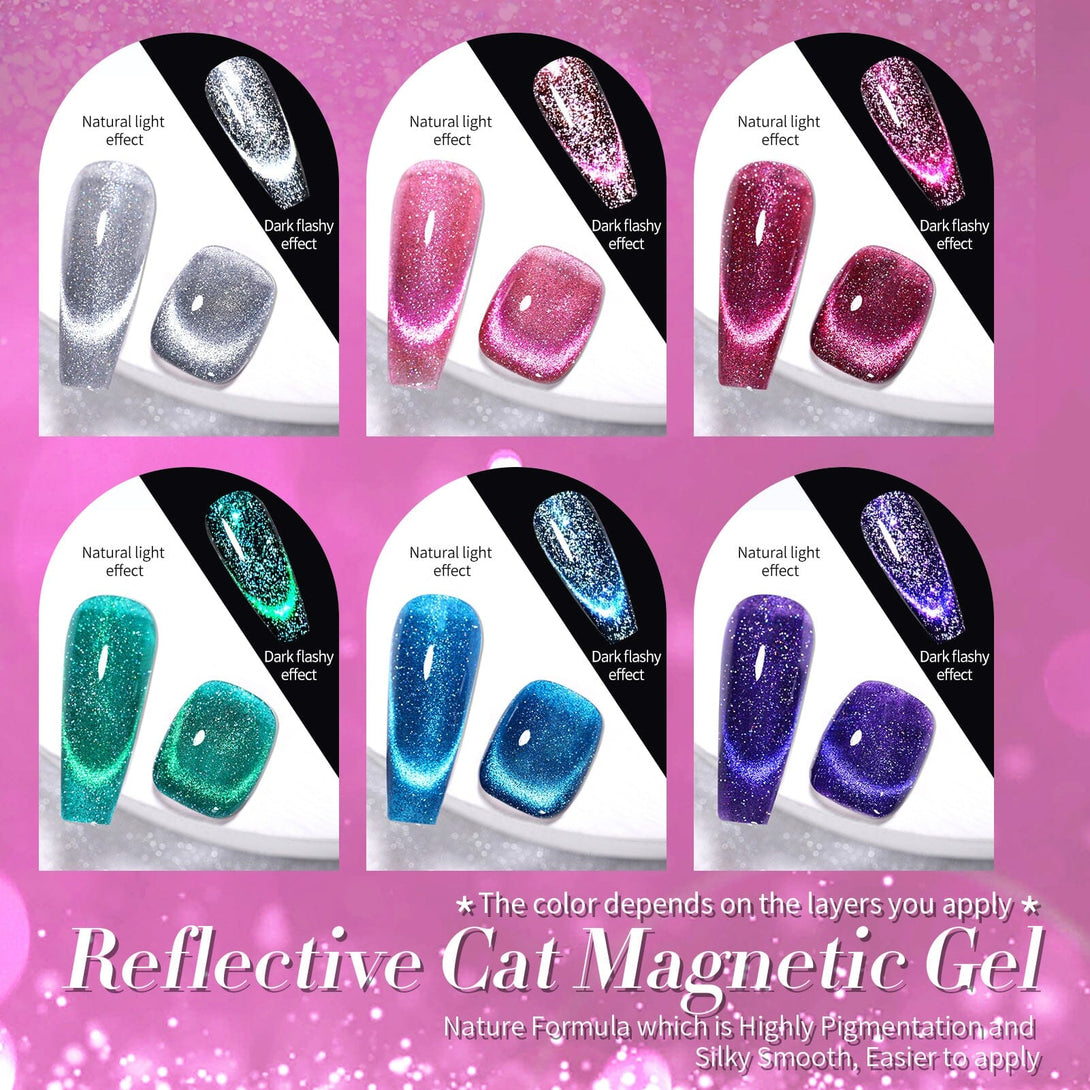 6 Colors Reflective Cat Magnetic Gel 7ml Gel Nail Polish BORN PRETTY 