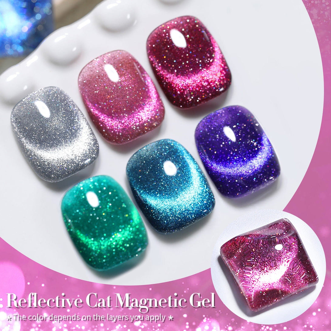 6 Colors Reflective Cat Magnetic Gel 7ml Gel Nail Polish BORN PRETTY 