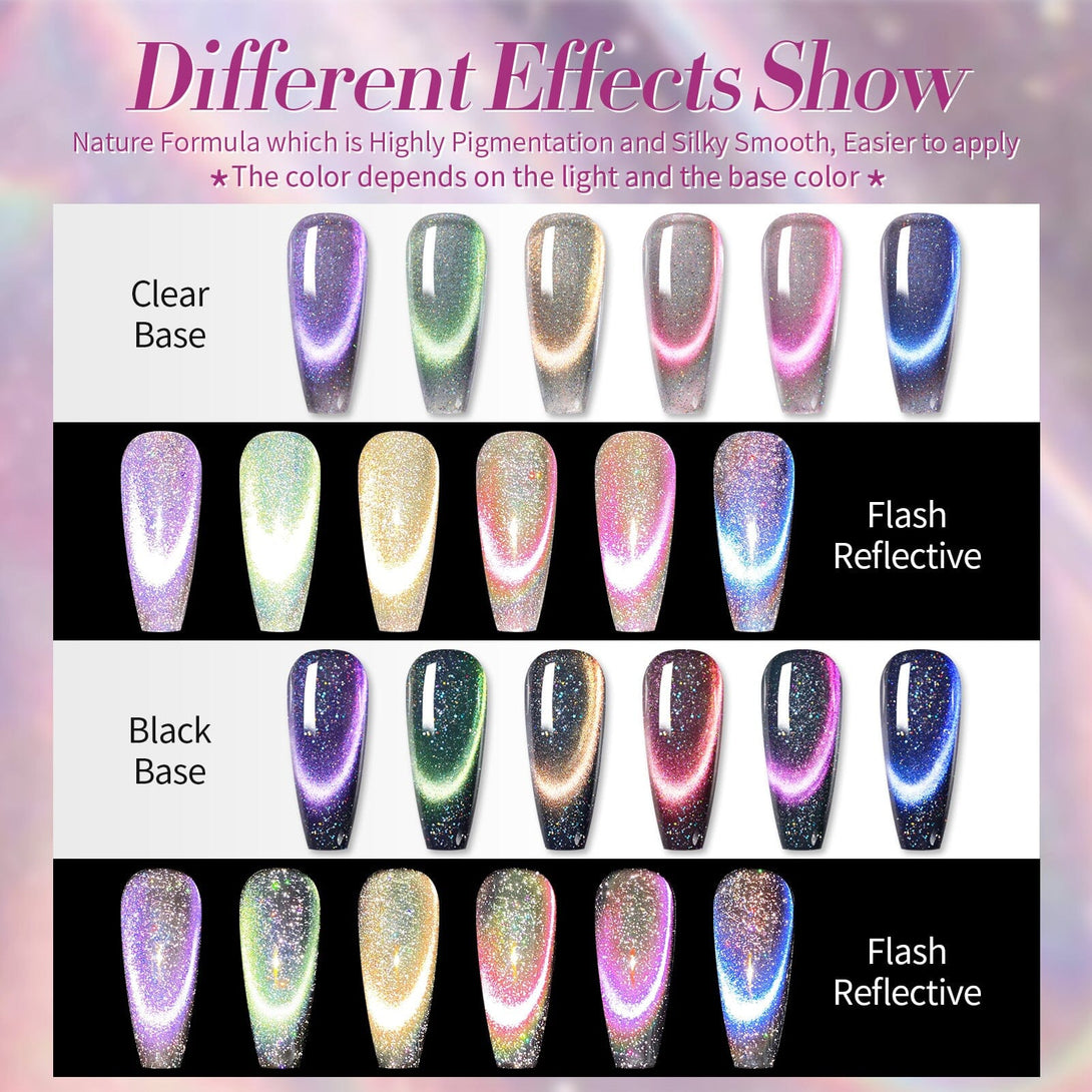 6 Colors 9D Holo Reflective Magnetic Gel 7ml Gel Nail Polish BORN PRETTY 