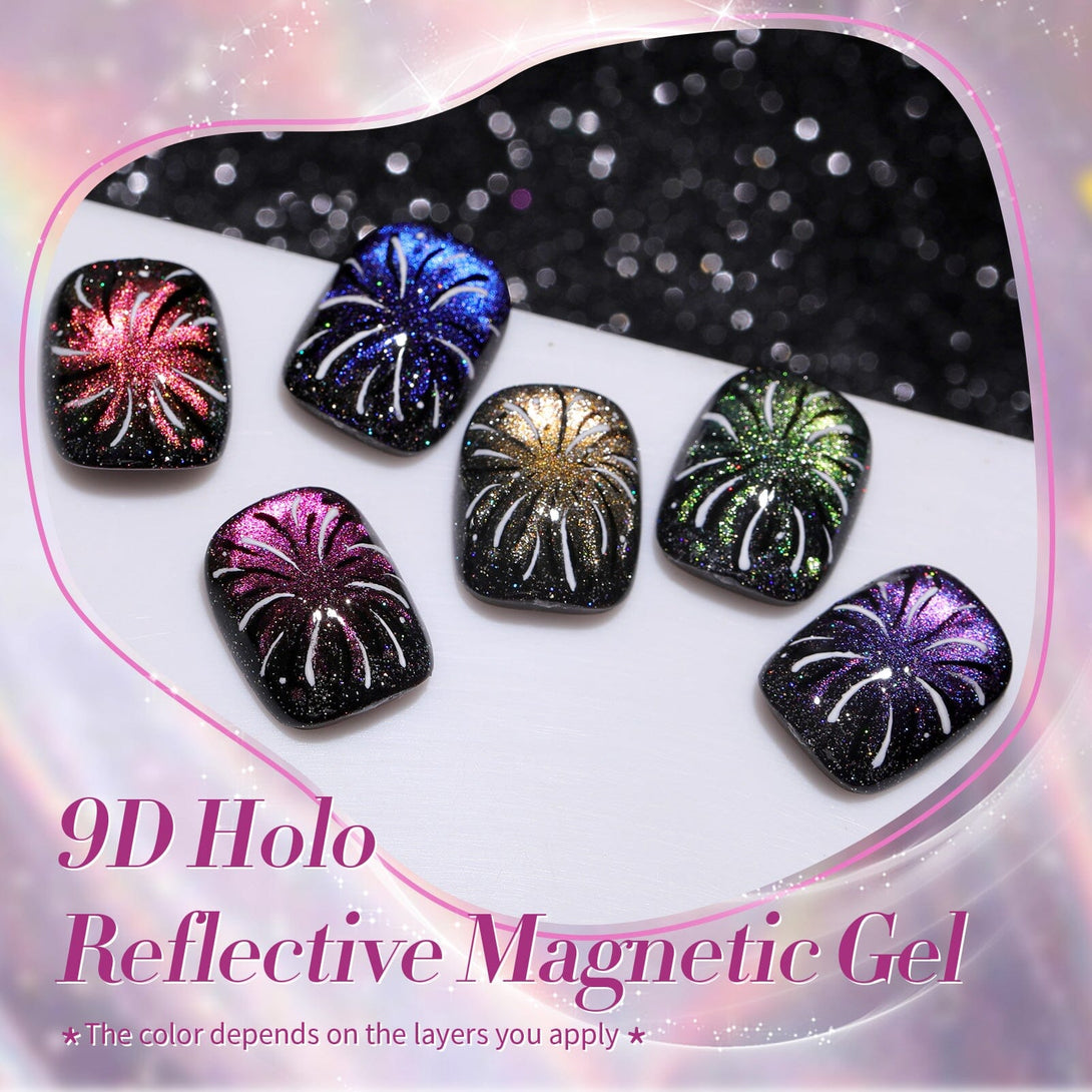 6 Colors 9D Holo Reflective Magnetic Gel 7ml Gel Nail Polish BORN PRETTY 